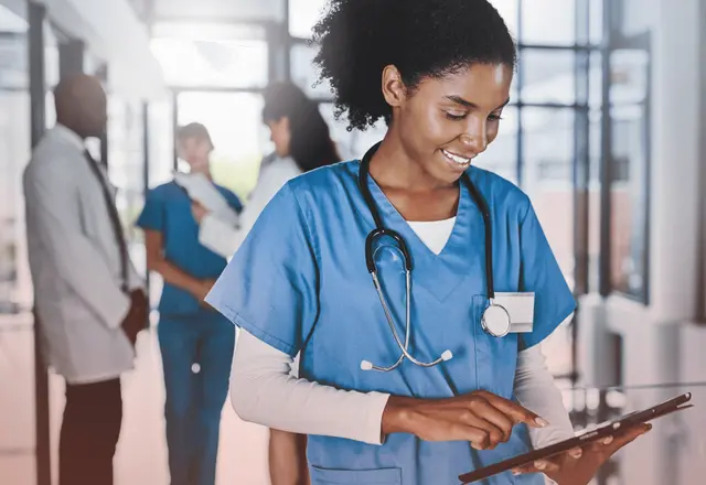 Nurse using health tech