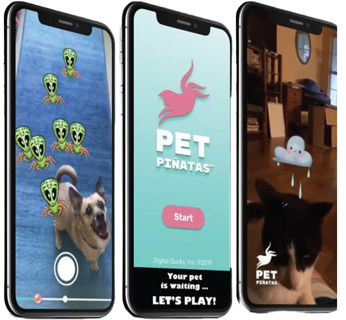 Pet Pinatas augmented reality pet game on a mobile phone
