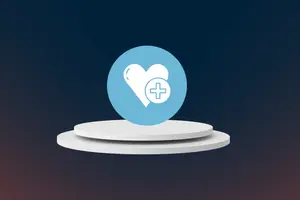Digital illustration of a healthcare symbol on a platform
